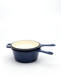 Set om djup traktörpanna i gjutjärn med en gjutjärns stekpanna - Mar Azul