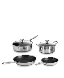 Jernverket Kokkärlset – 4-delars Premiumset i Spegelpolerat Rostfritt Stål med Honeycomb Non-Stick