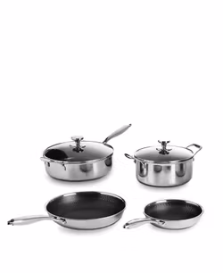 Jernverket Kokkärlset – 4-delars Premiumset i Spegelpolerat Rostfritt Stål med Honeycomb Non-Stick