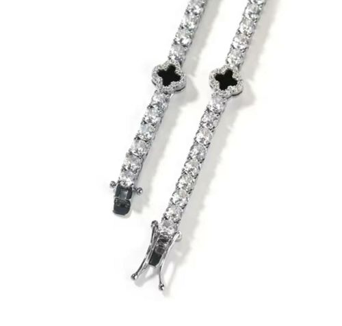 Klöver tennisarmband silver