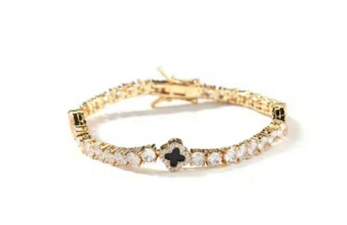 Klöver Tennis Armband  Guld