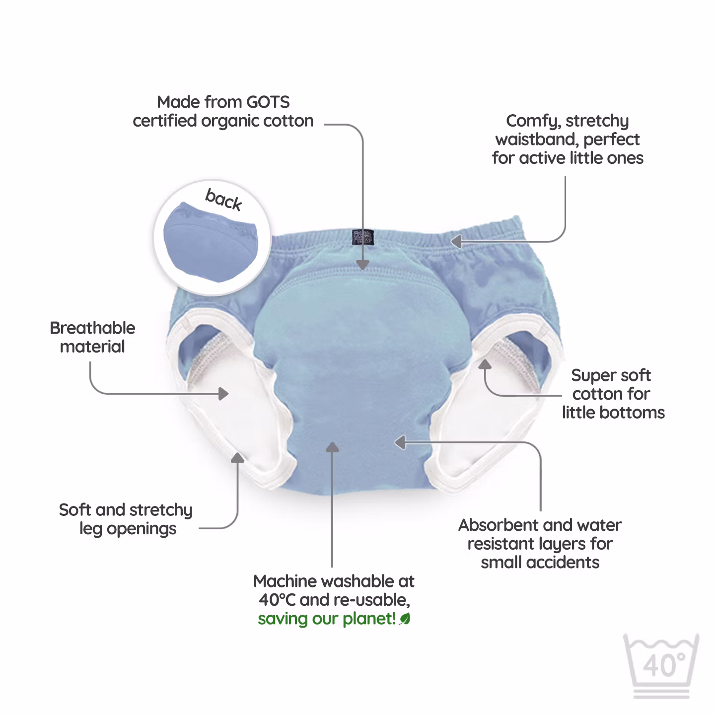 My Carry Potty Pottaharjoitteluhousut Pastellin sininen 3-pakkaus