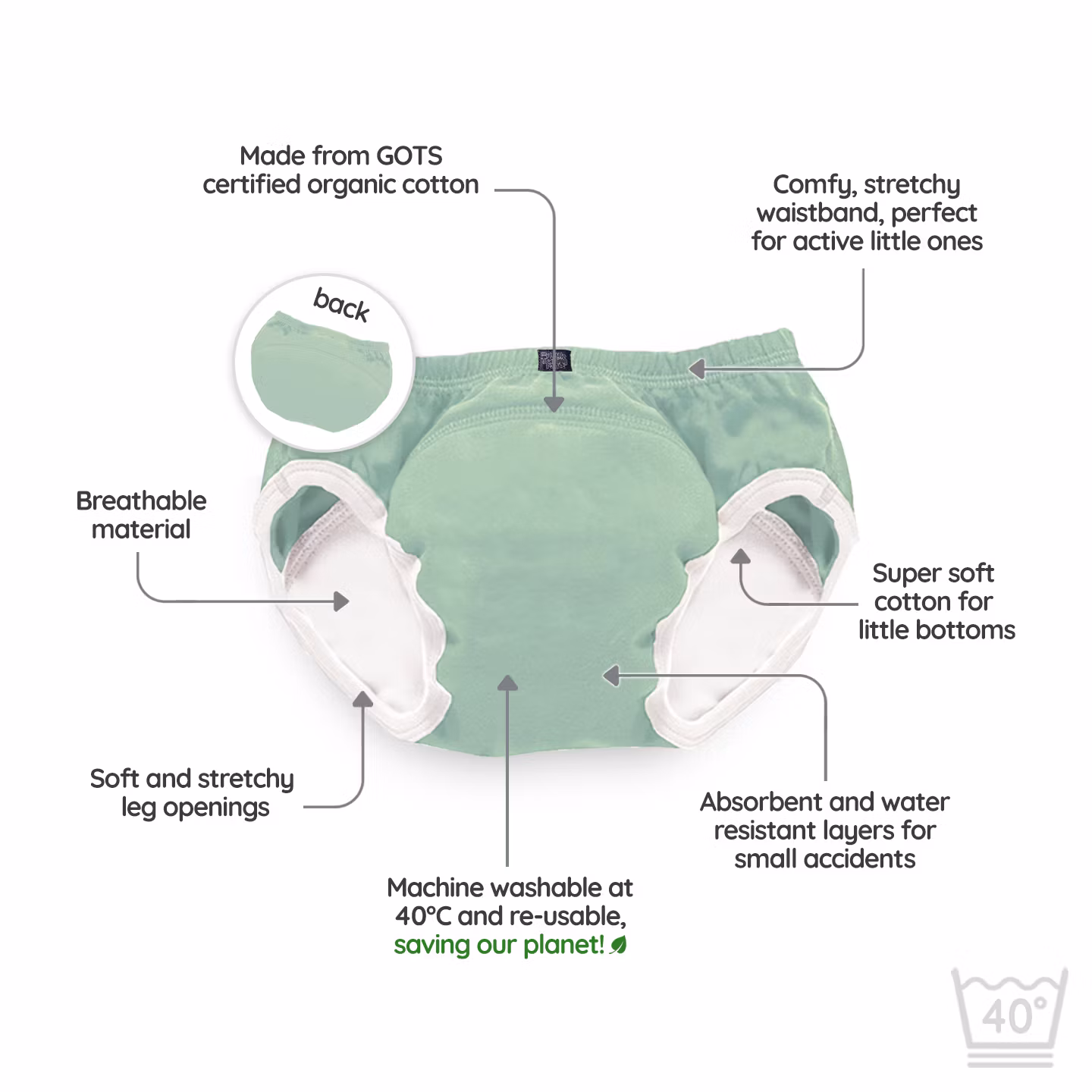 My Carry Potty Pottaharjoitteluhousut Pastellin vihreä 3-pakkaus