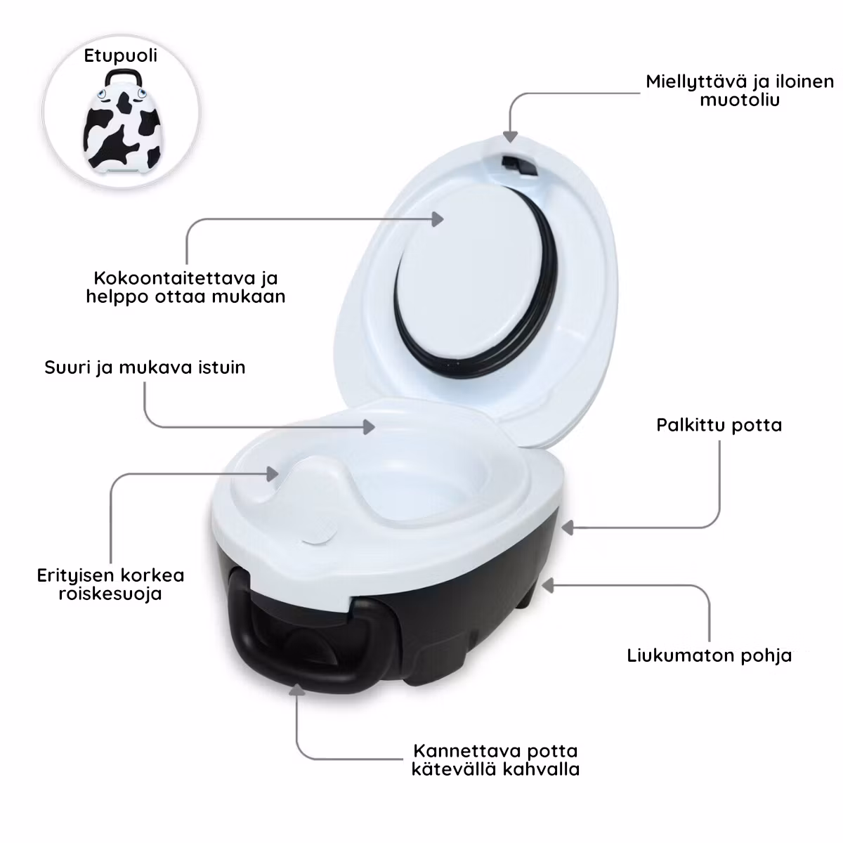 My Carry Potty Lasten potta, WC-istuin ja jakkara - Pottaharjoittelu Lehmä
