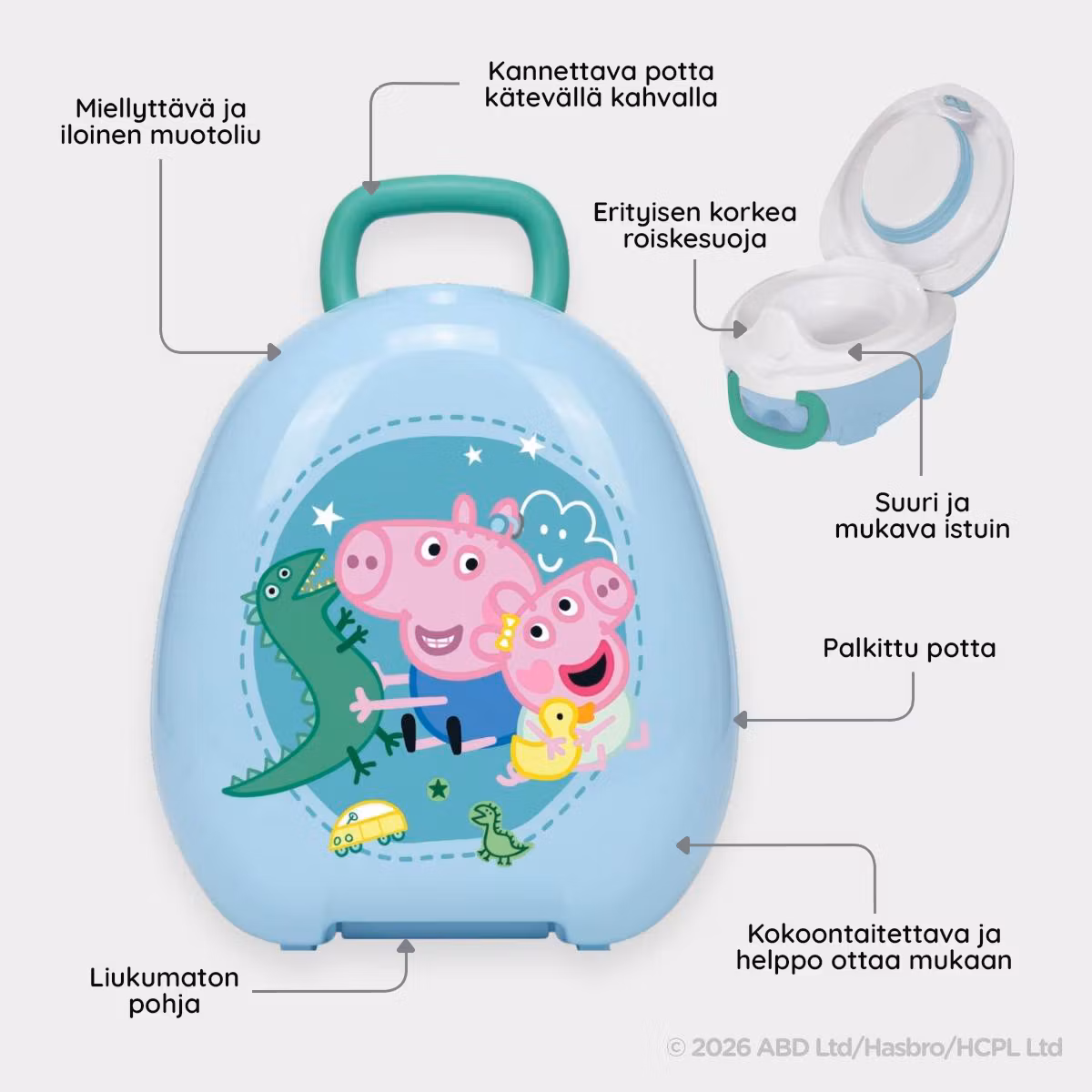 Lasten potta, WC-istuin, jakkara ja pottaharjoitteluhousut Pipsa Possu sininen