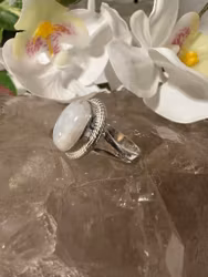 Vit Månsten Ring | 925 Sterling Silver