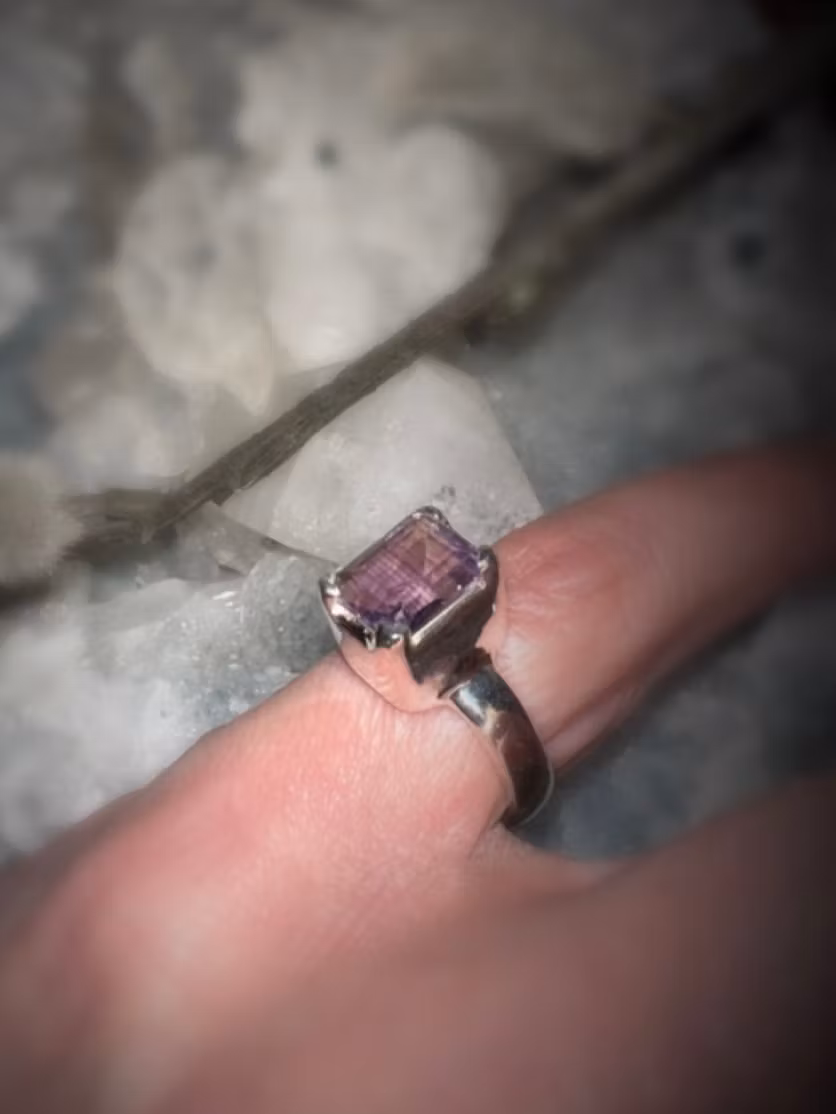 Facetterad Ametist Ring | 925 Sterling Silver | 16,17,18