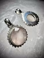 Facetterad Rosenkvarts Hänge | 925 Sterling Silver