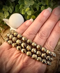 Facetterad Pyrit Armband | 7-8 mm
