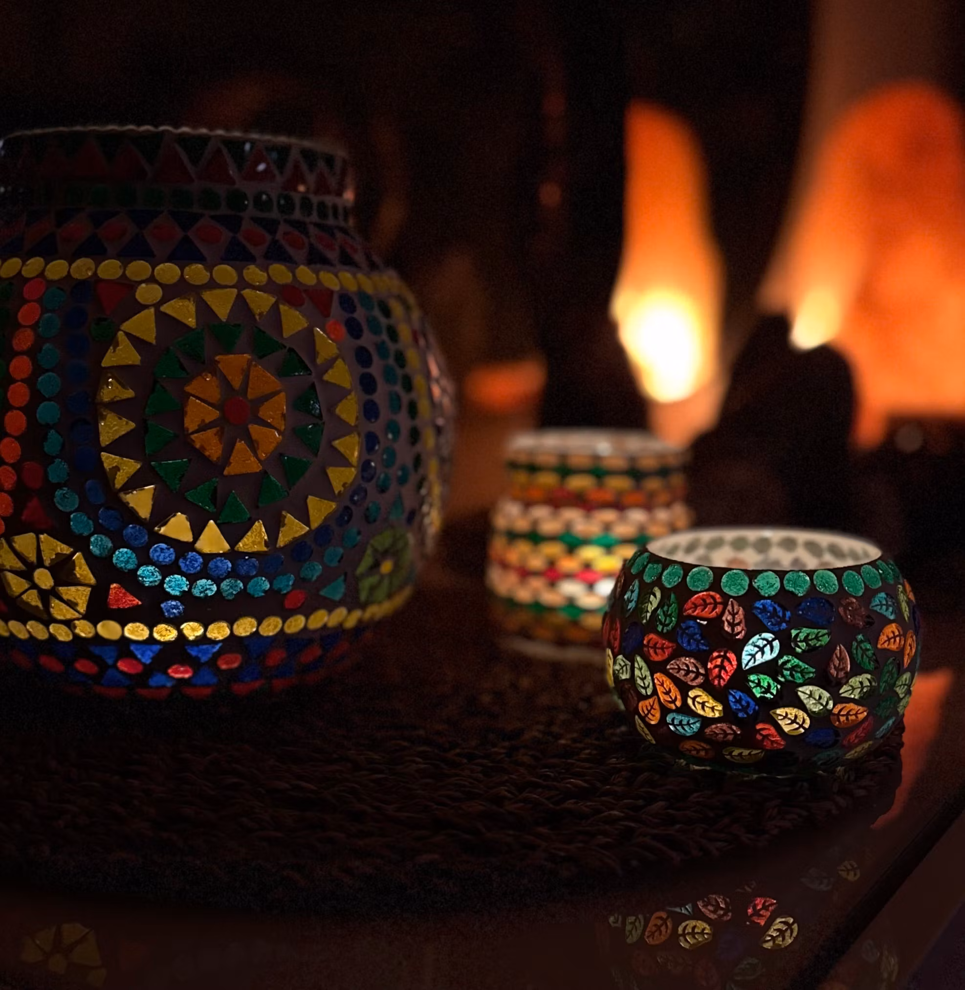 Mosaik Ljusstake Autumn Shades | Indien