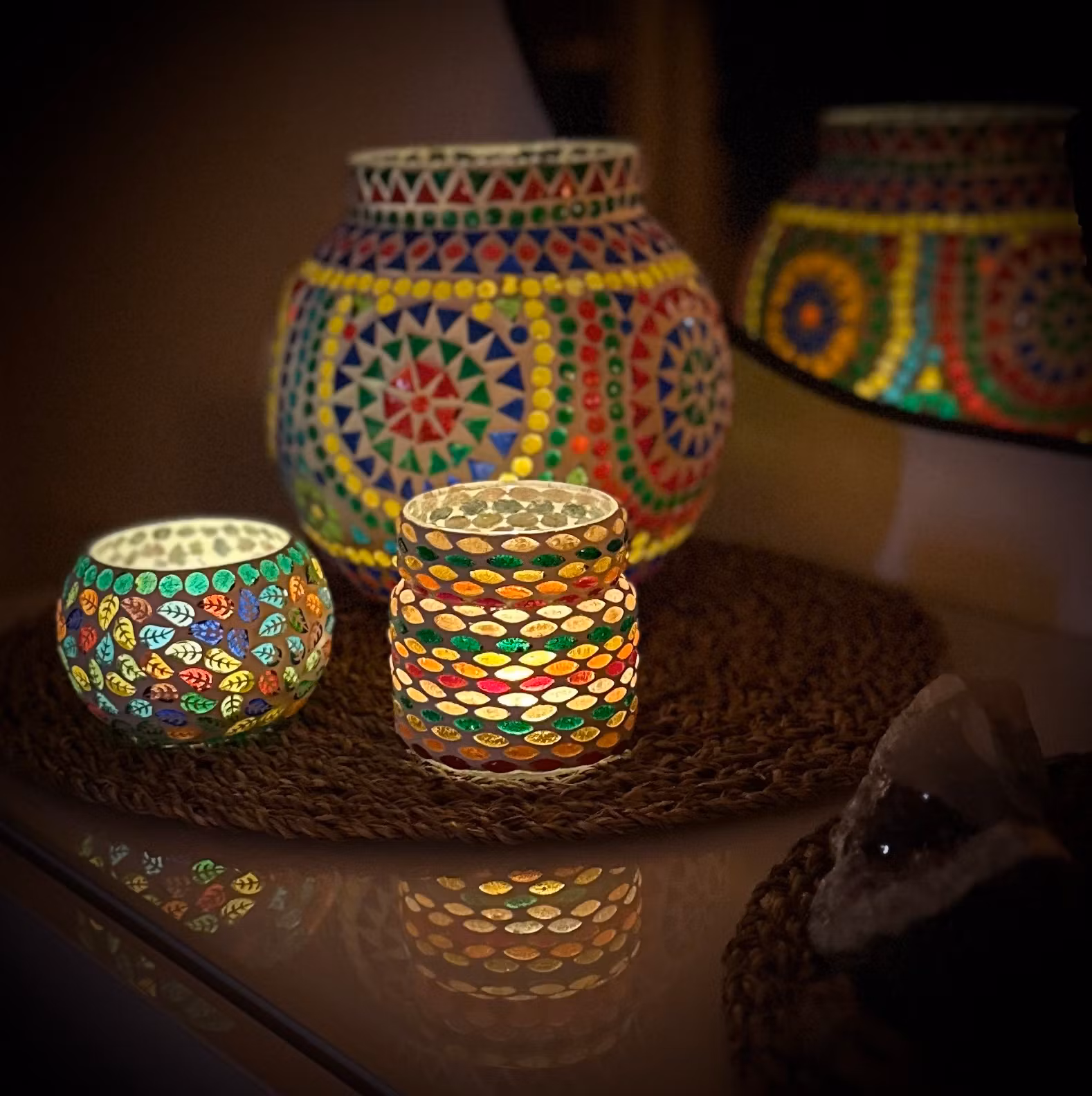 Mosaik Ljuslykta Leaves | Indien