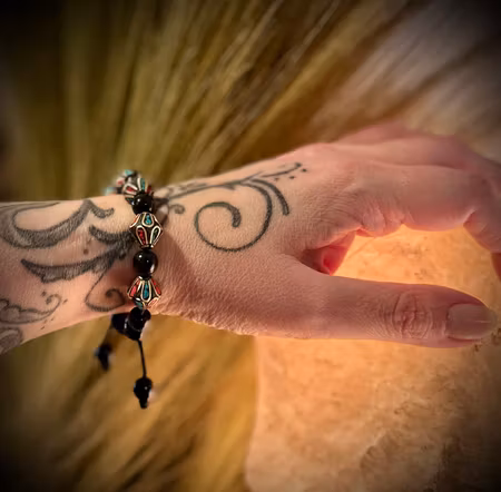 Makramé Armband | Nepalesisk Bergskorall | Agat | Turkos