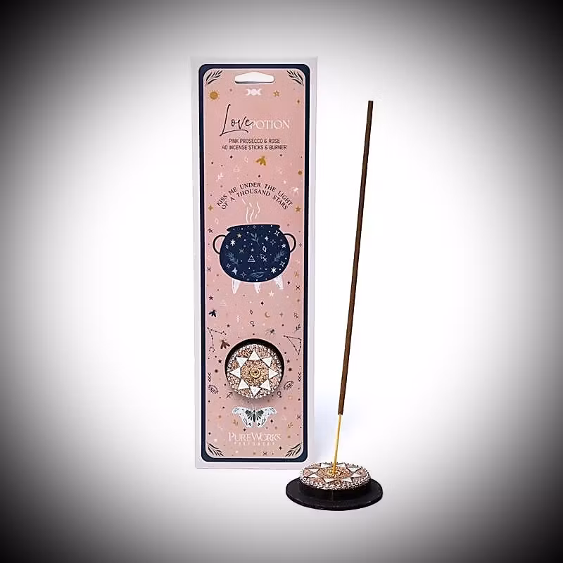 SONG OF INDIA PUREWORKS PERFUMERY Rökelsepinnar | Celestial Magic Love Potion + Glittrig Rökelsehållare