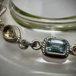 Ametist |  Naturlig Citrin | Topas | Granat Armband | 925 Sterling Silver