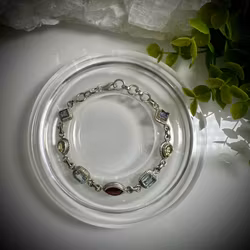 Ametist |  Naturlig Citrin | Topas | Granat Armband | 925 Sterling Silver
