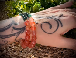 Nanhong Agat | Guatemalansk Jadeit | Armband | Halsband | 18k Guldpläterad 925 Sterling Silver