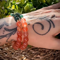 Nanhong Agat | Guatemalansk Jadeit | Armband | Halsband | 18k Guldpläterad 925 Sterling Silver