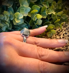 Rå infälld Akvamarin Ring | 925 Sterling Silver | 19