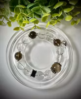 Grå Månsten | Rökkvarts | Bergkristall | Armband | 925 Sterling Silver