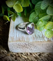 Facetterad Ametist Ring | 925 Sterling Silver | 17
