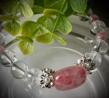 Rhodonit i Kvarts | Is-Rhodonit | Bergkristall Armband