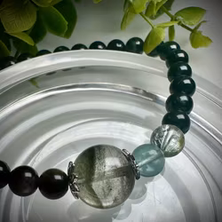 Guatemalansk Jade | Blå Fluorit | Fantomkvarts | Silverobsidian Armband