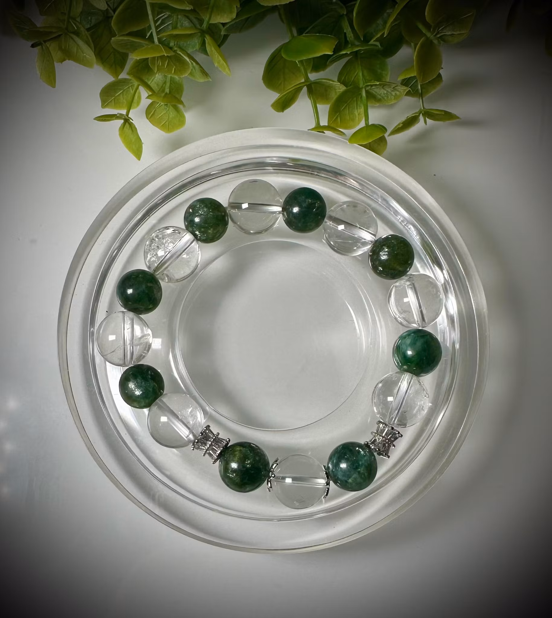 Grön Mica | Bergkristall Armband