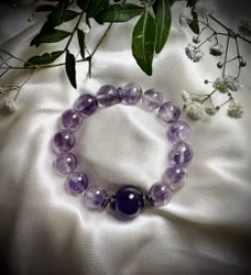 Ametist Snowflake med fantomer Armband | 925 Sterling Silver | 12 mm