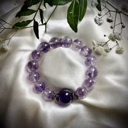 Ametist Snowflake med fantomer Armband | 925 Sterling Silver | 12 mm