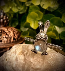 Månsten Kanin Ring | 925 Sterling Silver HK