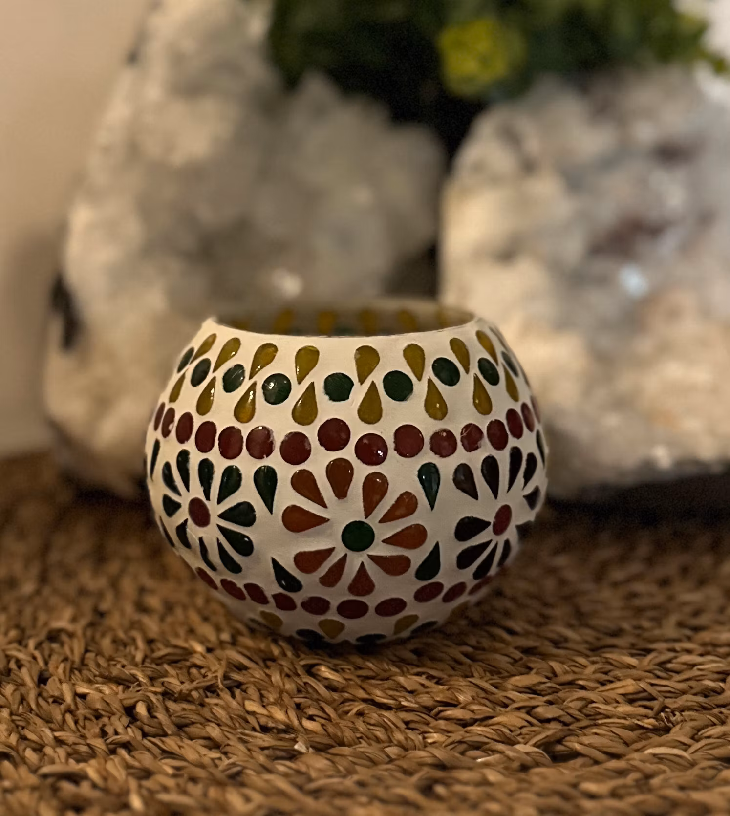 Mosaik Ljusstake Flowers | Indien