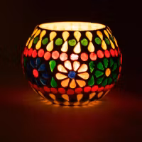 Mosaik Ljusstake Flowers | Indien