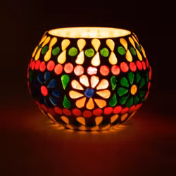 Mosaik Ljusstake Flowers | Indien