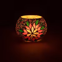 Mosaik Ljusstake Leaf | Indien