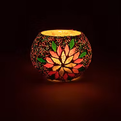 Mosaik Ljusstake Leaf | Indien