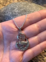 Raven On Celtic Moon & Pentagram Hänge | 925 Sterling Silver | Peter Stone