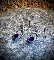 Facetterad Ametist Örhänge | 925 Sterling Silver