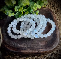 Vit Månsten Armband | 10 mm