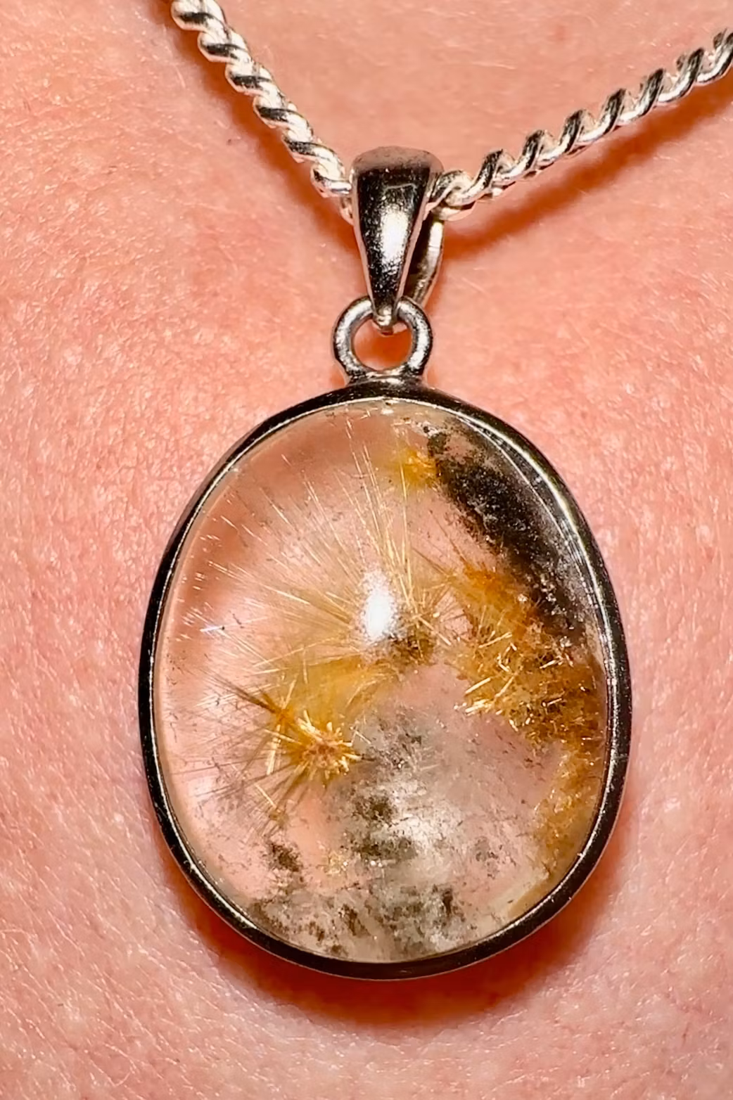 Starburst Rutilkvarts Hänge 925 Sterling Silver