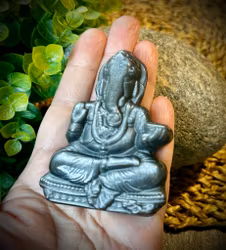 Ganesha Silverobsidian Carving
