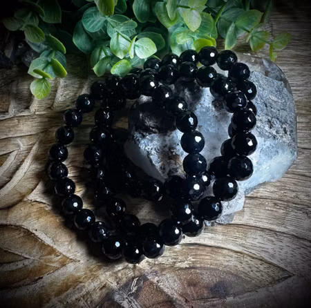 Facetterad Svart Agat Armband | 8-9 mm