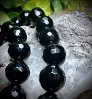 Facetterad Svart Agat Armband | 10 mm