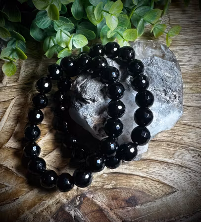 Facetterad Svart Agat Armband | 10 mm