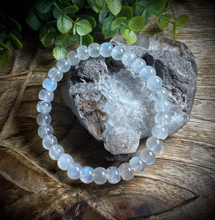 Vit Månsten Armband | 7-8 mm