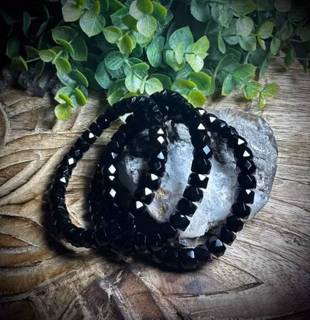 Facetterad Svart Turmalin Armband | 7-8 mm