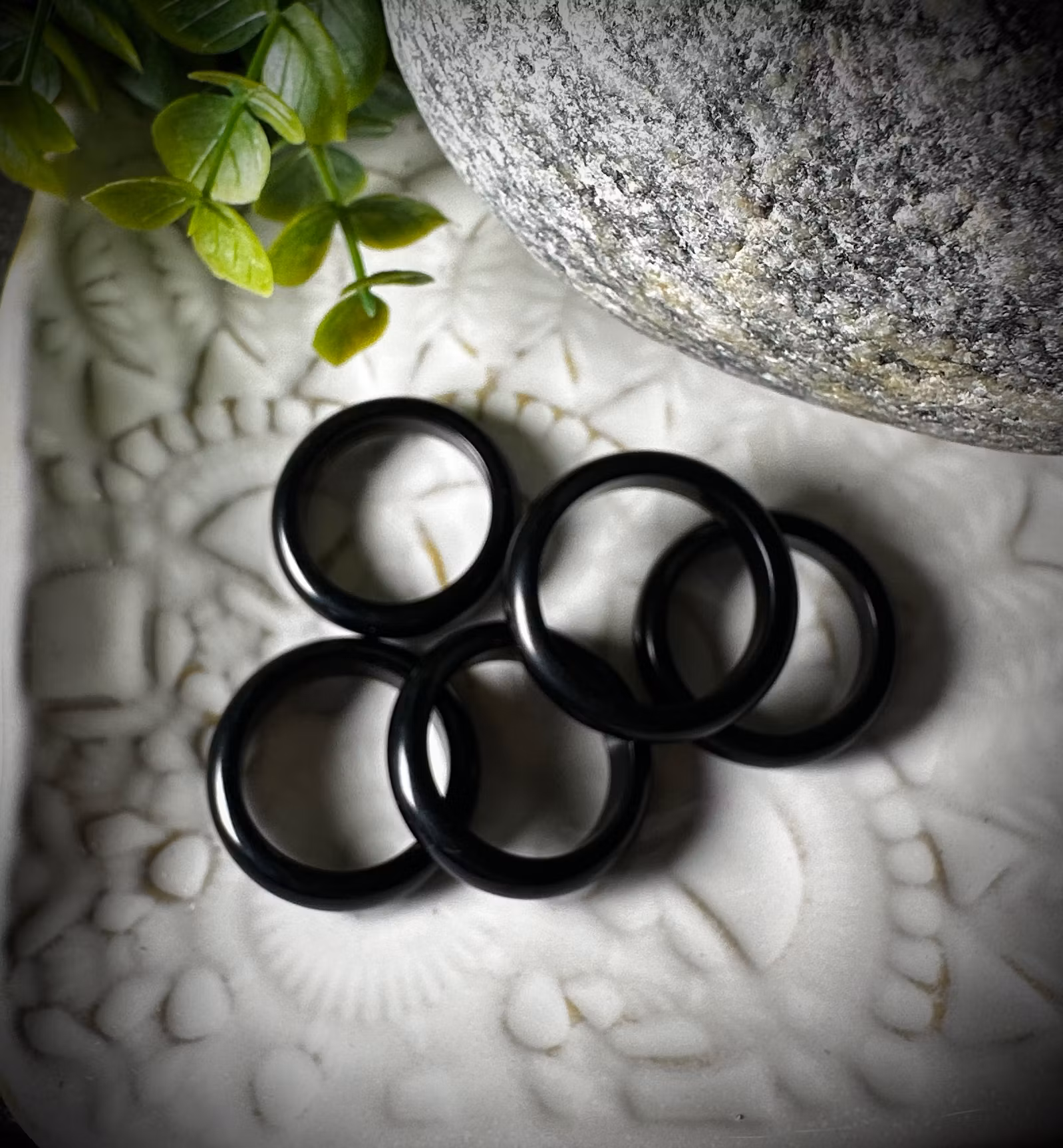 Kristallring Svart Obsidian