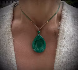 Malakit med Bärnsten Halsband | Justerbar