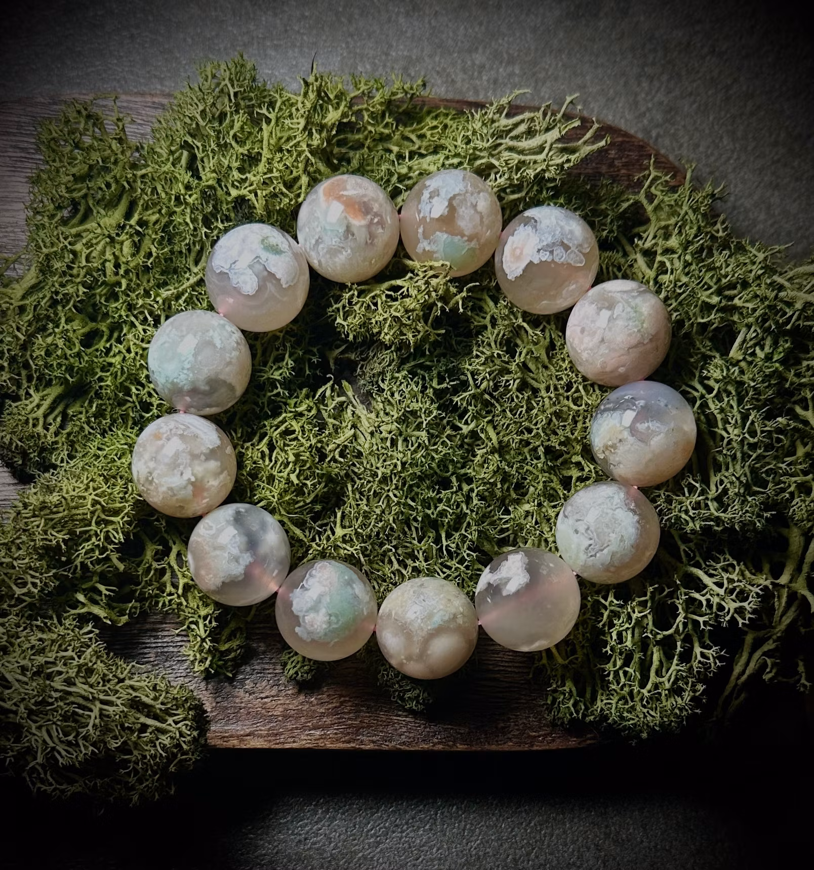 Grön Blomsteragat Armband | 17-18 mm