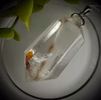 Rosa Änglahår ( Amphibiolkvarts | Änglafantomkvarts ) Dubbelterminerad Hänge 925 Sterling Silver