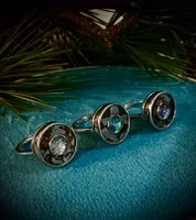 Muonionalusta med Pallasit ( Meteorit ) Spinner / Fidget Ring 925 Sterling Silver